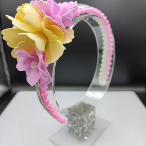 Floral Pink and Yellow Kids Headband
